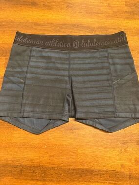 Lululemon Black an Blue Women’s Athletic Shorts - Logo Waistband- size 10